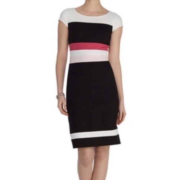 White House Black Market Dresses & Skirts - White House Black Market Colorblock Mini Dress - Black, White, Pink